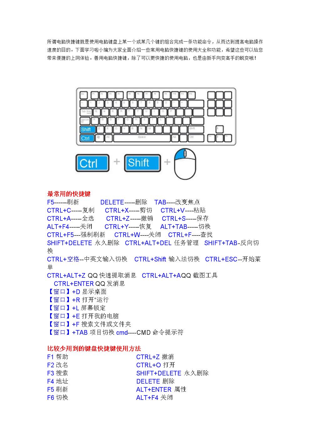 电脑键盘快捷键大全Win10必备