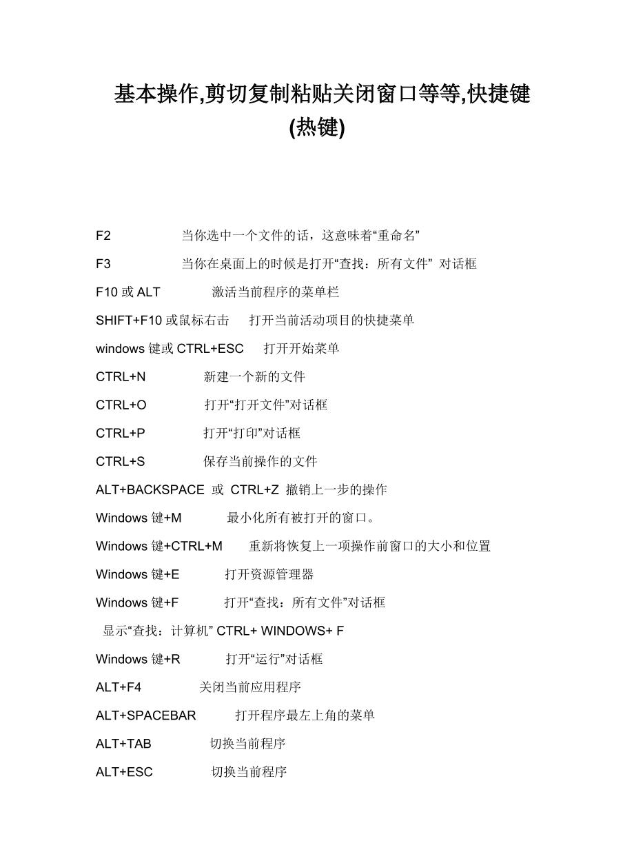 电脑键盘快捷键，操作高效！